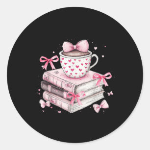 Reading Teacher Valentine's Day All Booked For Val Classic Round Sticker