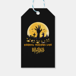 Reading Teachers Love Brains Halloween Gift Tags