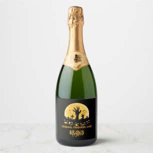 Reading Teachers Love Brains Halloween Sparkling Wine Label