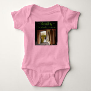 Reading, the adventure continues baby bodysuit