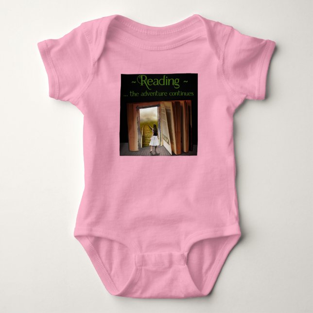 Reading, the adventure continues baby bodysuit (Front)