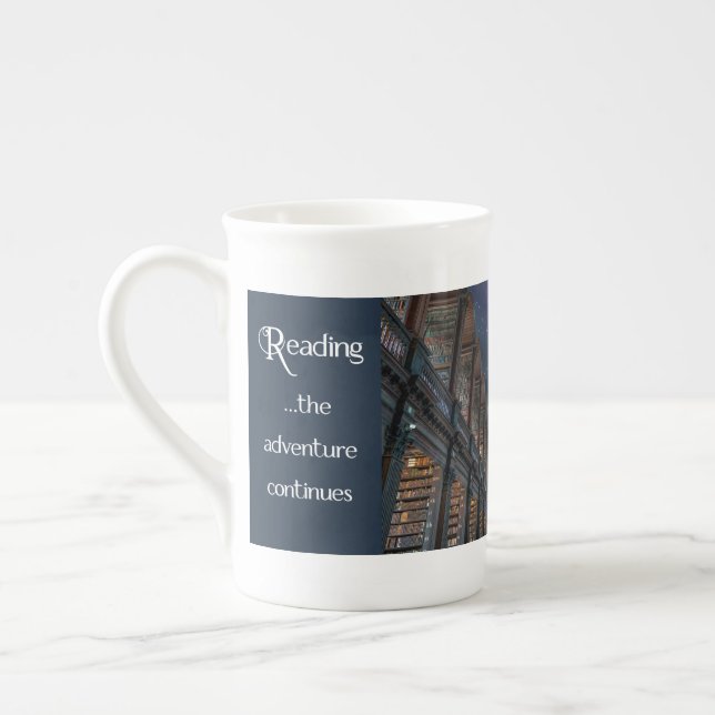 Reading, the adventure continues bone china mug (Left)