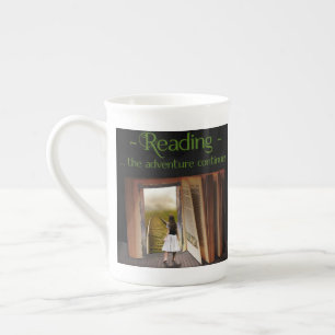Reading, the adventure continues bone china mug