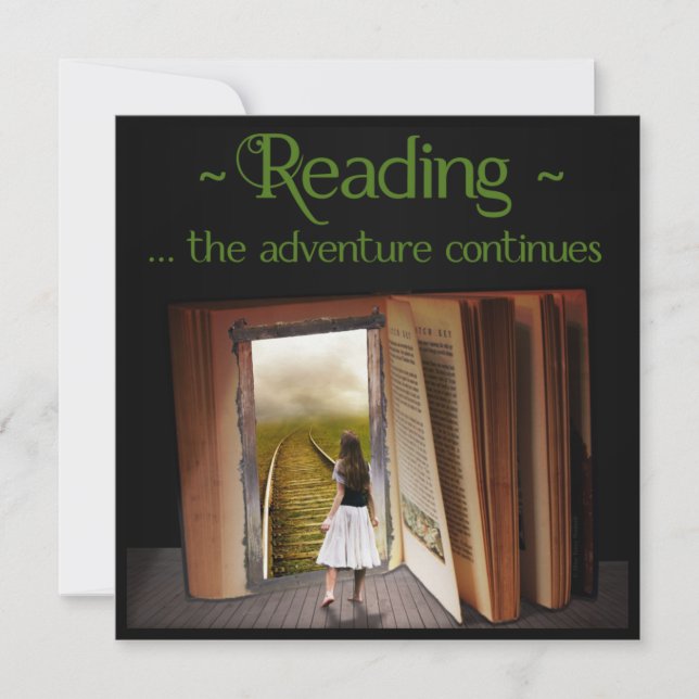 Reading, the adventure continues card (Front)