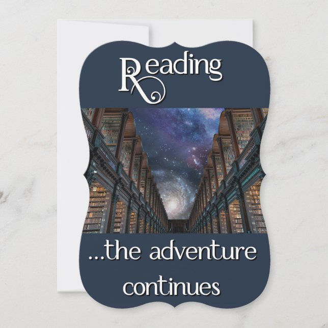 Reading, the adventure continues card (Front)