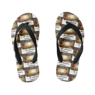 Reading, the adventure continues kid's flip flops