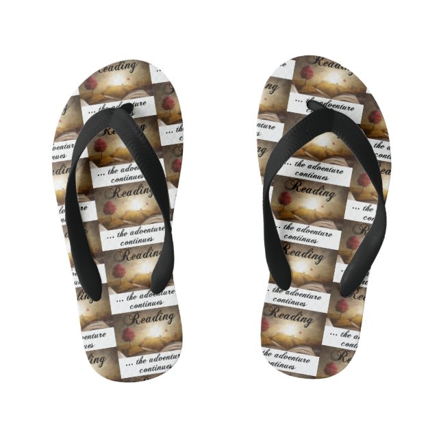 Reading, the adventure continues kid's flip flops (Footbed)