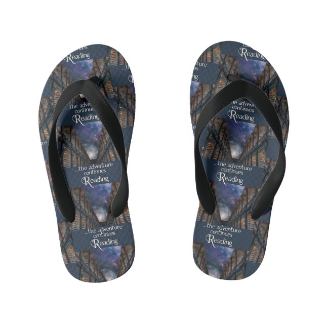 Reading, the adventure continues kid's flip flops (Footbed)