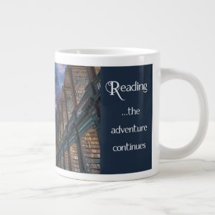 Reading, the adventure continues large coffee mug