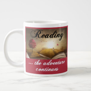 Reading, the adventure continues large coffee mug