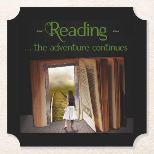 Reading, the adventure continues paper coaster