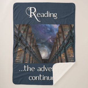 Reading … the adventure continues sherpa blanket