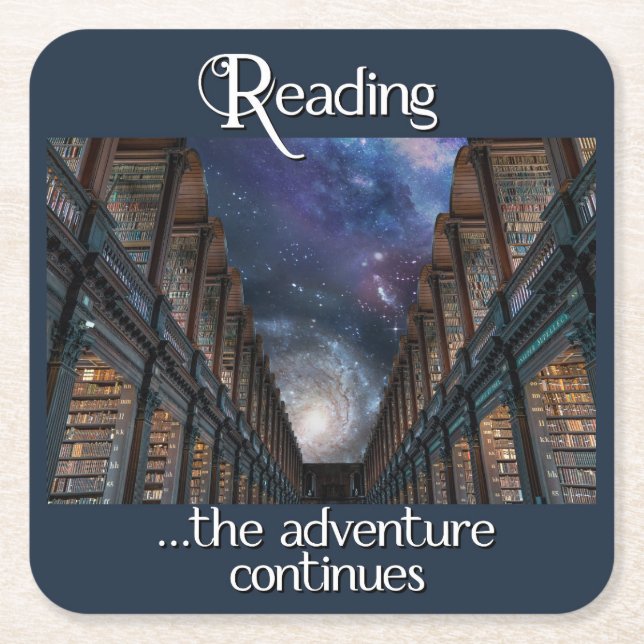 Reading … the adventure continues square paper coa coaster (Front)