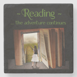 Reading, the adventure continues stone coaster