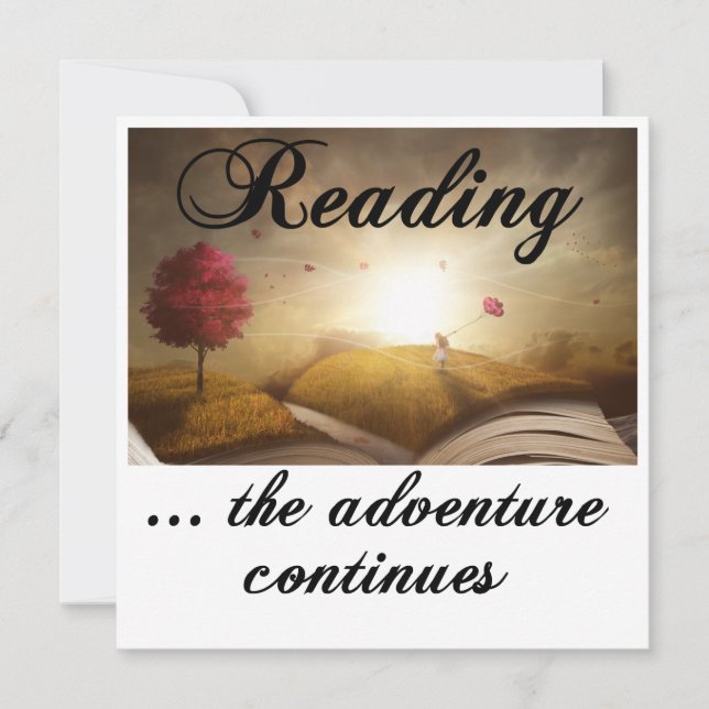 Reading, the adventure continues thank you card (Front)
