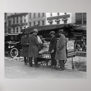 Reading The News, 1925. Vintage Photo Poster