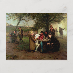 Reading the News Postcard