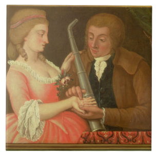 Reading the Palm (oil on canvas) Tile