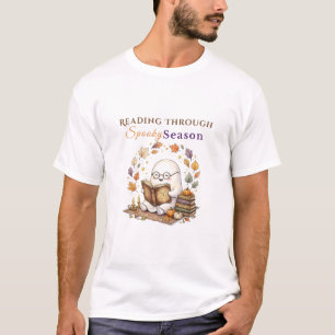 Reading Through Spooky Season Cosy Ghost Reading T-Shirt