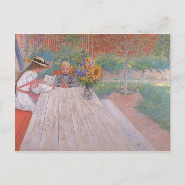 Reading to Brother Outside Postcard (Front)