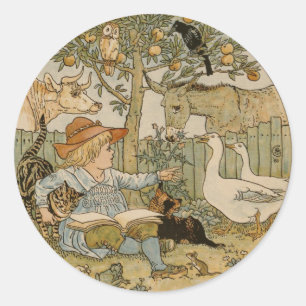 Reading to the Animals Classic Round Sticker