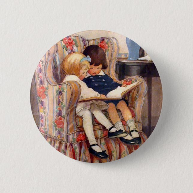 Reading Together 6 Cm Round Badge (Front)