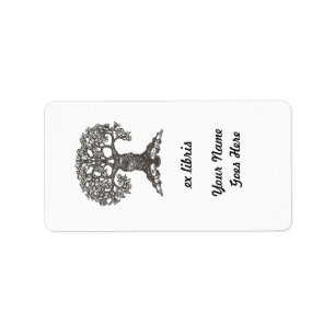 Reading Tree Rectangular Bookplate Label