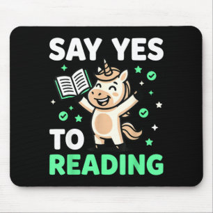Reading unicorn fantasy men women kids reading mouse mat