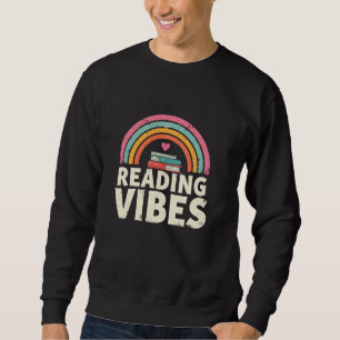 Reading Vibes Retro Rainbow Vintage Books Lovers Sweatshirt
