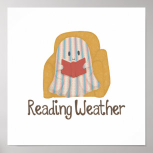 Reading Weather Ghost Art Print Whimsical Autumn