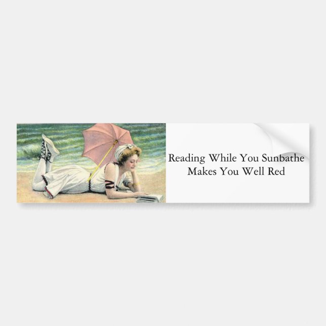 Reading While You Sunbathe Humour Bumper Sticker (Front)