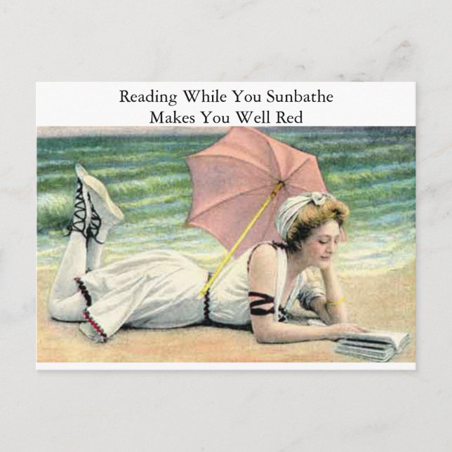 Reading While You Sunbathe Humour Postcard (Front)