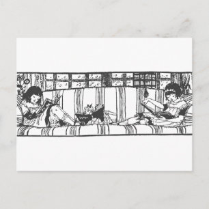 Reading with Dolly Postcard