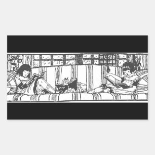 Reading with Dolly Rectangular Sticker