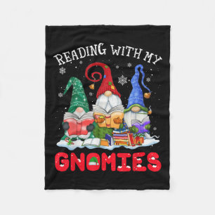 Reading With My Gnomies Christmas Funny Gnomes Rea Fleece Blanket