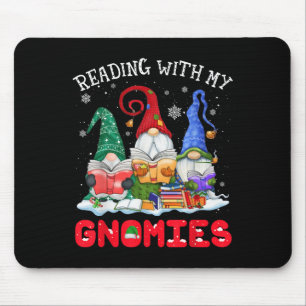 Reading With My Gnomies Christmas Funny Gnomes Rea Mouse Mat
