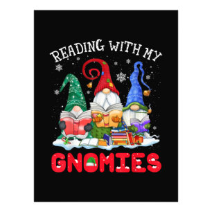 Reading With My Gnomies Christmas Funny Photo Print