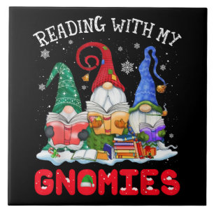 Reading With My Gnomies Christmas Funny Tile