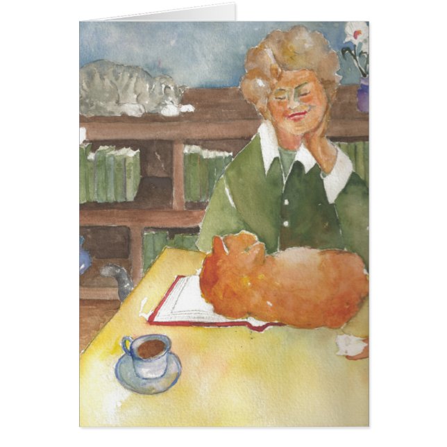 Reading with the cats blank card (Front)
