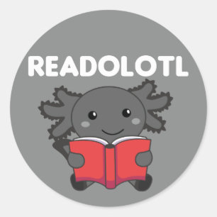 Readolotl An Axolotl That Reads Many Books Classic Round Sticker