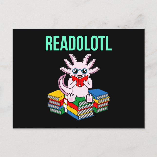 Readolotl Kawaii Animal Axolotl Lover Pet Owner Gr Invitation Postcard (Front)