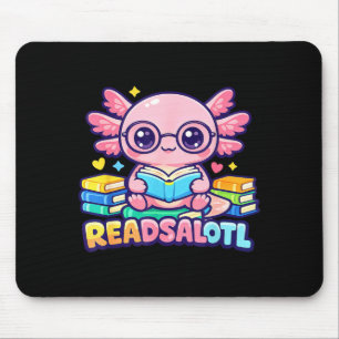 Readsalotl cute axolotl bookworm  mouse mat