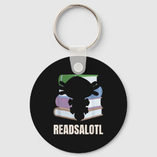 Readsalotl funny reading lover axolotl bookworm key ring