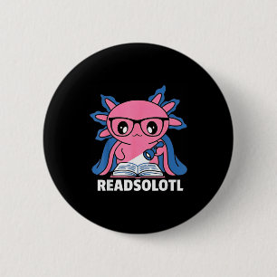 Readsolotl axolotl book lover funny reading kids 6 cm round badge