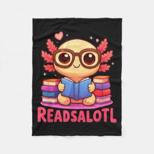 Readsolotl axolotl book lover funny reading women fleece blanket