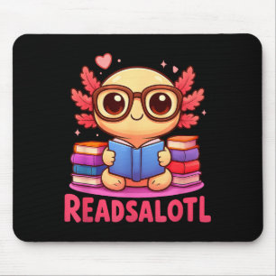 Readsolotl axolotl book lover funny reading women mouse mat