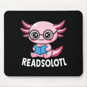 Readsolotl cute kawaii axolotl funny reading book mouse mat