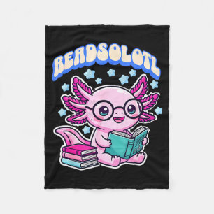 Readsolotl kawaii axolotl funny book reading lover fleece blanket