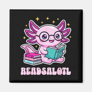 Readsolotl kawaii axolotl funny book reading lover magnet