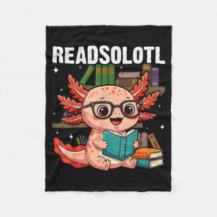 Readsolotl kawaii axolotl funny reading book lover fleece blanket